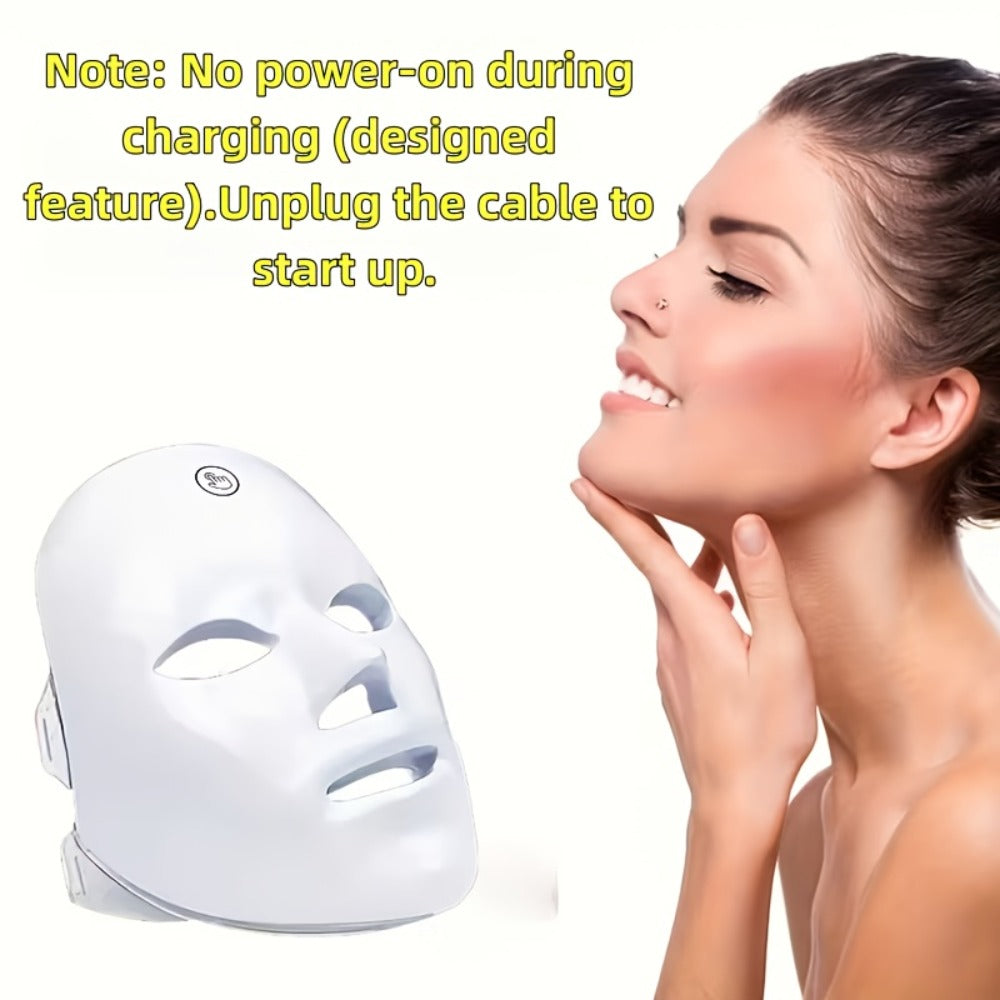 LED Facial Beauty Device 7-Color Light Therapy Portable At-Home Skincare Tool — USB Rechargeable Skin Rejuvenation Anti-Aging Face Care Gift for Women