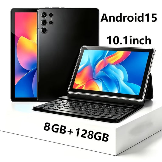 2-in-1 Tablet Android 15, 10.1 Inch Tablet with Keyboard Case Stylus, 8GB RAM 128GB ROM, 8000mAh Battery, 5G WiFi, 5MP+16MP Dual Camera, 1280x800 FHD IPS, Tablet PC for Adults Kids