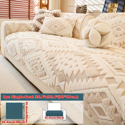 Thick Plush Sofa Cover Non-Slip Pet Friendly Machine Washable Couch Slipcover Furniture Protector for Living Room Bedroom Office Armrest to 4-Seat Multiple Colors