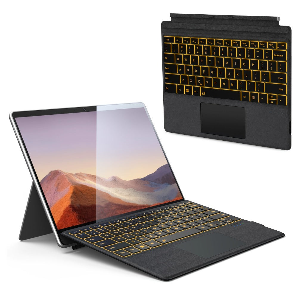 Surface Pro Keyboard with 7-Color Backlit Touchpad Ultra-Slim Bluetooth Wireless 15M Rechargeable 750mAh Type Cover for Microsoft Surface Pro 11 10 9 8 X 13 Inch & Surface Pro 7 Plus 7 6 5 4 3 12.3 Inch