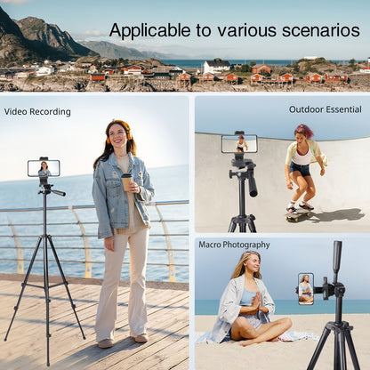 55 Inch Aluminum Tripod with Pistol Grip Head | Dual-Use Phone & Camera Travel Stand for iPhone Android DSLR Mirrorless Action Cam, Portable Lightweight Photography Tripod with Carry Bag