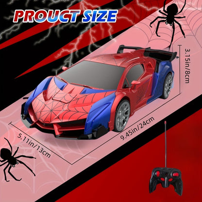 Spider Robot RC Car for Kids 1:18 with LED Lights – One-Button Transform Police Car Stunt Toy, 2.4GHz 45M Range 360° Drift Deformation Vehicle for Boys & Girls Ages 3 4 5 6, Birthday Christmas Gift