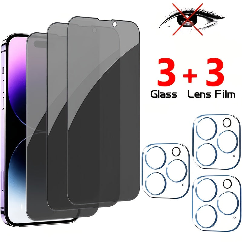 Screen Protector, 6-Piece iPhone X Privacy Glass Set with Three Screen Films and Three Camera Lens Covers