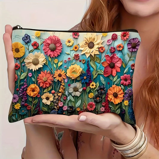 Makeup Bag – Daisy Floral Makeup Bag 4-Pack Set Foldable Zipper Travel Cosmetic Pouch Durable Toiletry Organizer Gift for Women Girls…