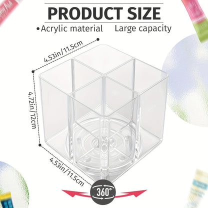 Rotating Drink Packet Kitchen Organizer, 4.5-Inch Square Acrylic Turntable with Divided Compartments