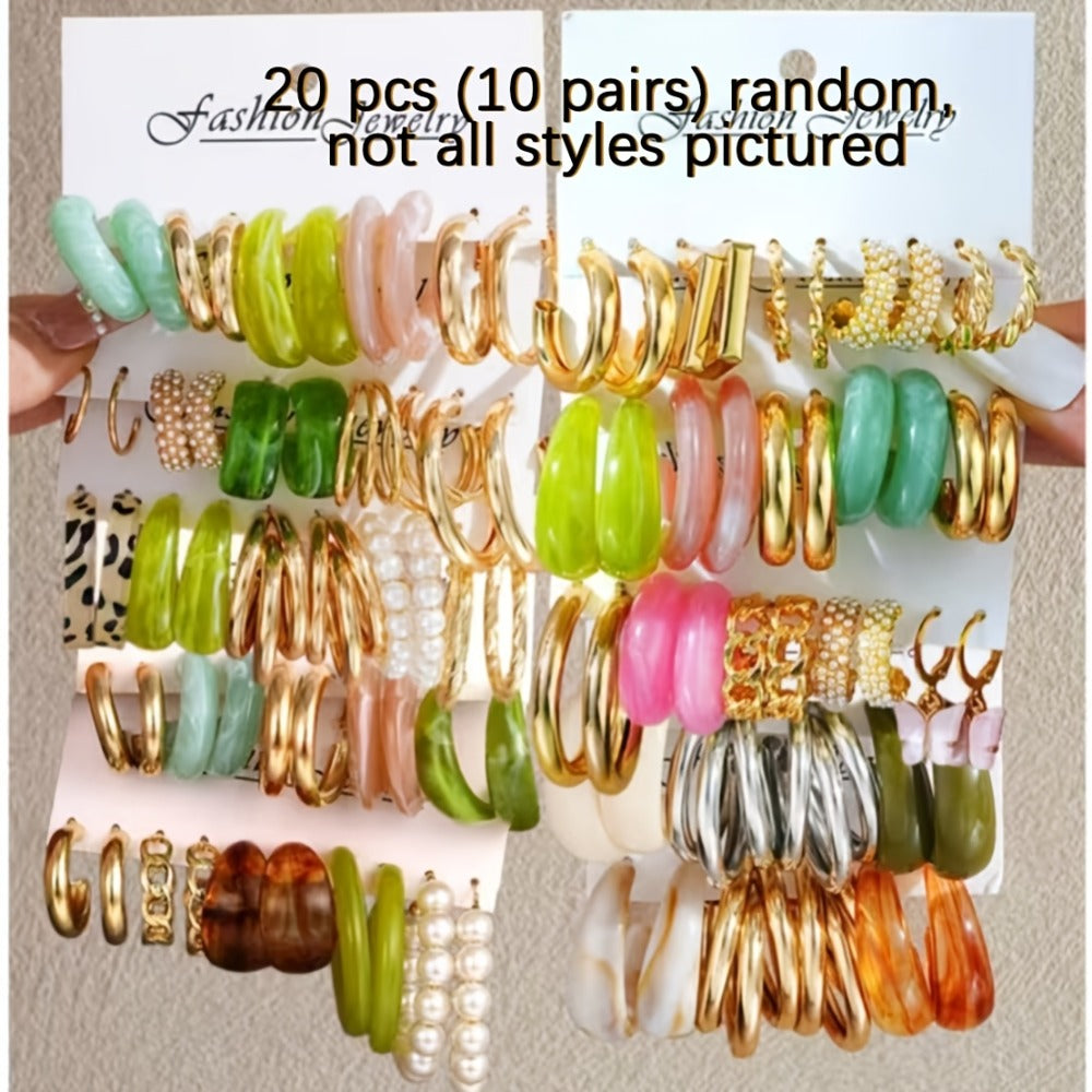 Earrings for Women - Geometric Earring Set 20 30pcs Colorful Multi-Style Random Assorted - product detail view 3