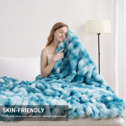 Faux Rabbit Fur Throw Blanket in 11 Checkout Colors and Throw, Twin, Queen or King Size Options