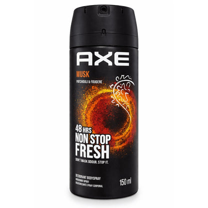 AXE Musk Body Spray Three-Pack with 150ml Black Aerosol Cans, Musk Scent Label and 5 oz Marking