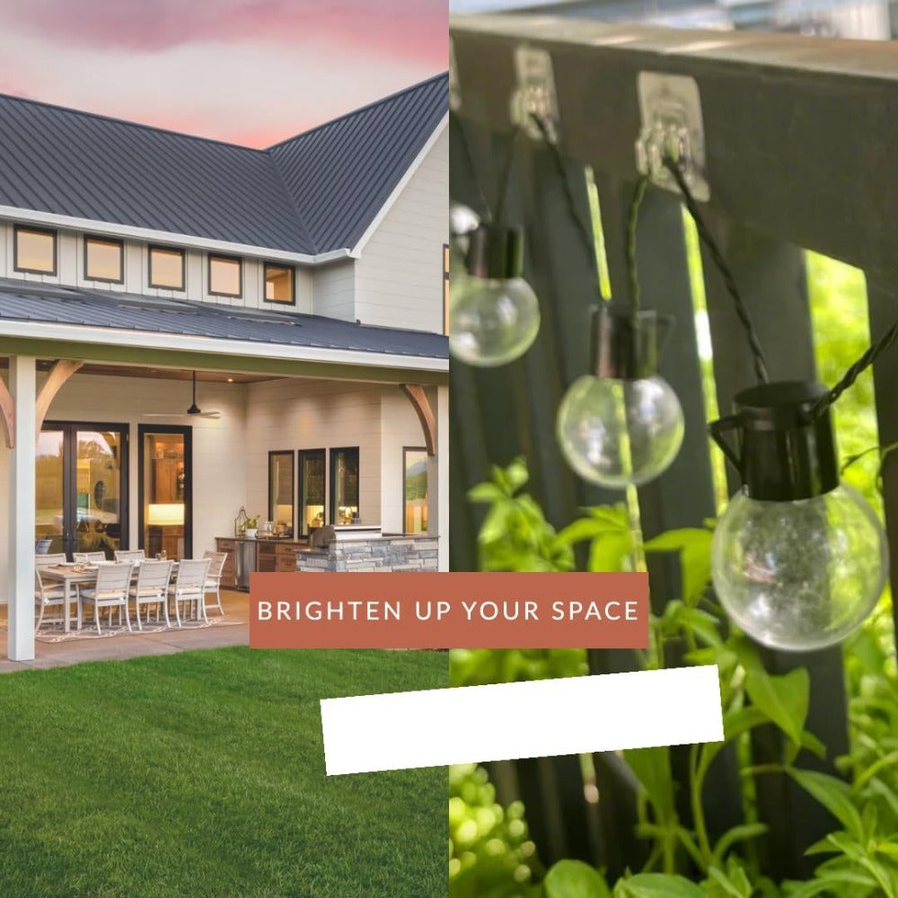 Adhesive Hooks for Outdoor String Lights - Waterproof UV-Resistant No-Damage Clips for Christmas Patio Garden Balcony Decor (40/80/160/250/400pcs)