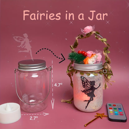 Fairy Lantern DIY Craft Kit for Girls Ages 6+ – Color Changing LED Mason Jar Night Light with Remote Control, Arts & Crafts Activity Set, Birthday Christmas Holiday Gift for Kids