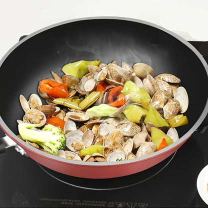German Diamond Non-Stick Stir Fry Pan - Rice Stone Coating Smokeless Flat Bottom Wok for Induction Cooker Gas Stove, Multi-Purpose Household Frying Pan