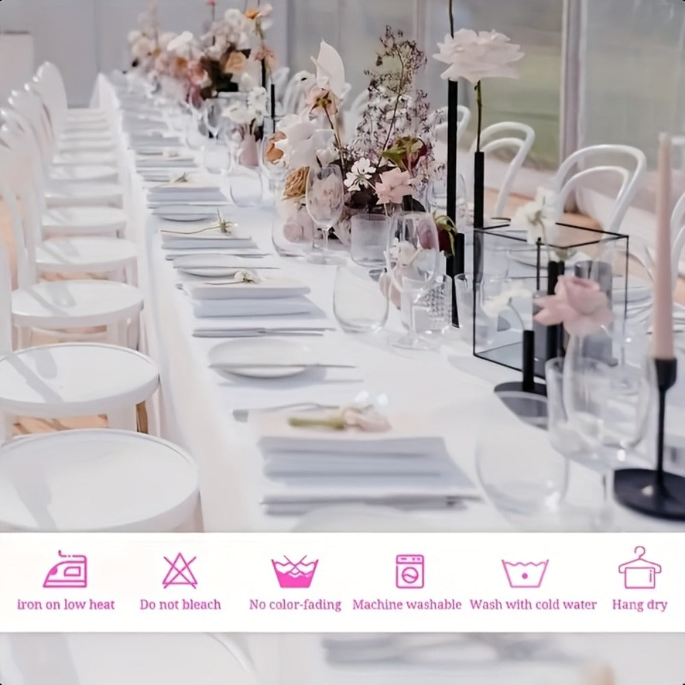 White Rectangular Tablecloth Set with Ten 60 x 102-Inch Covers for Banquet and Party Tables