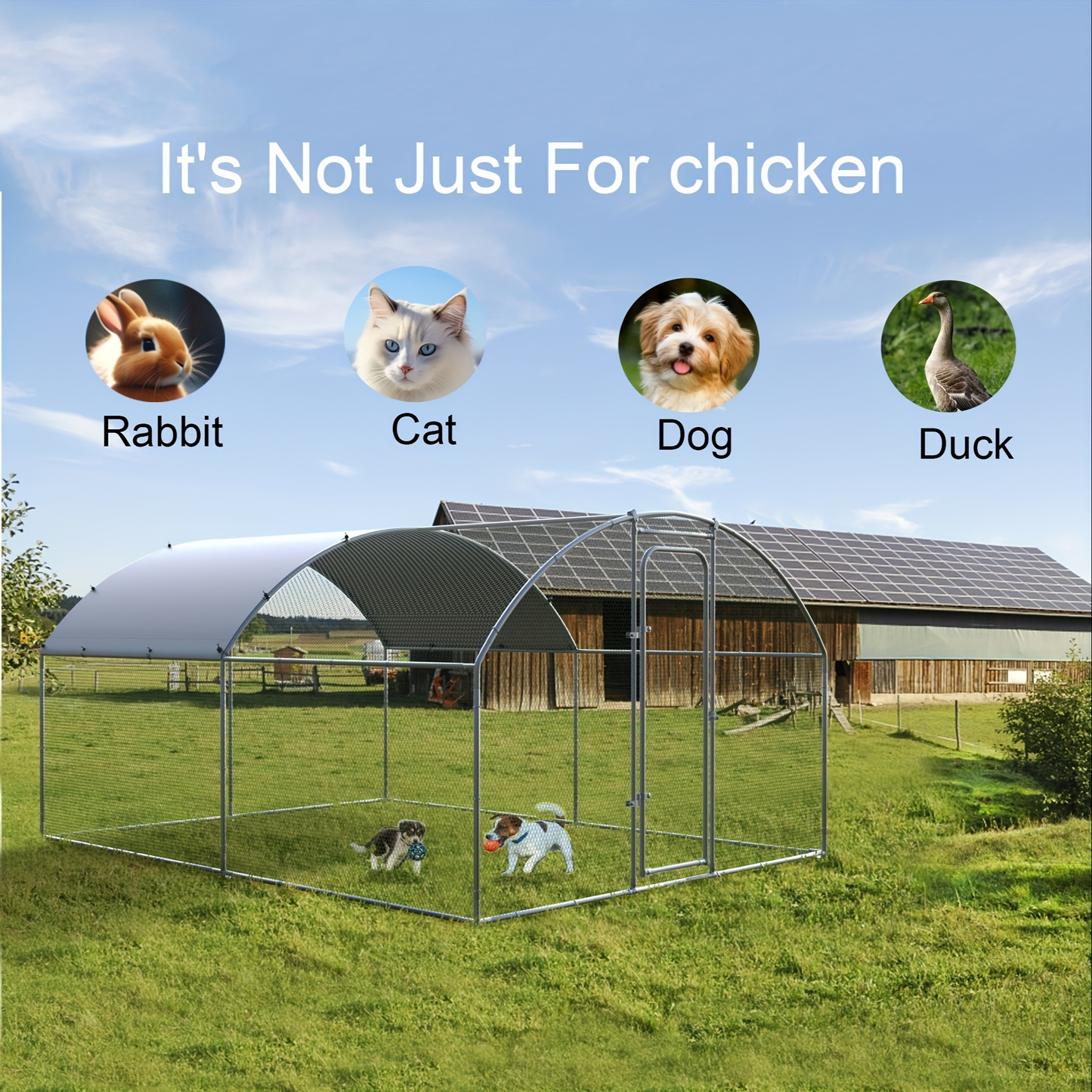 Walk-in Chicken Pen Large Metal Outdoor Poultry Enclosure Waterproof UV-Resistant Cover Heavy-Duty Yard Cage for Chickens Ducks Rabbits 3 Sizes Available