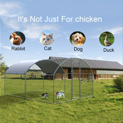 Walk-in Chicken Pen Large Metal Outdoor Poultry Enclosure Waterproof UV-Resistant Cover Heavy-Duty Yard Cage for Chickens Ducks Rabbits 3 Sizes Available