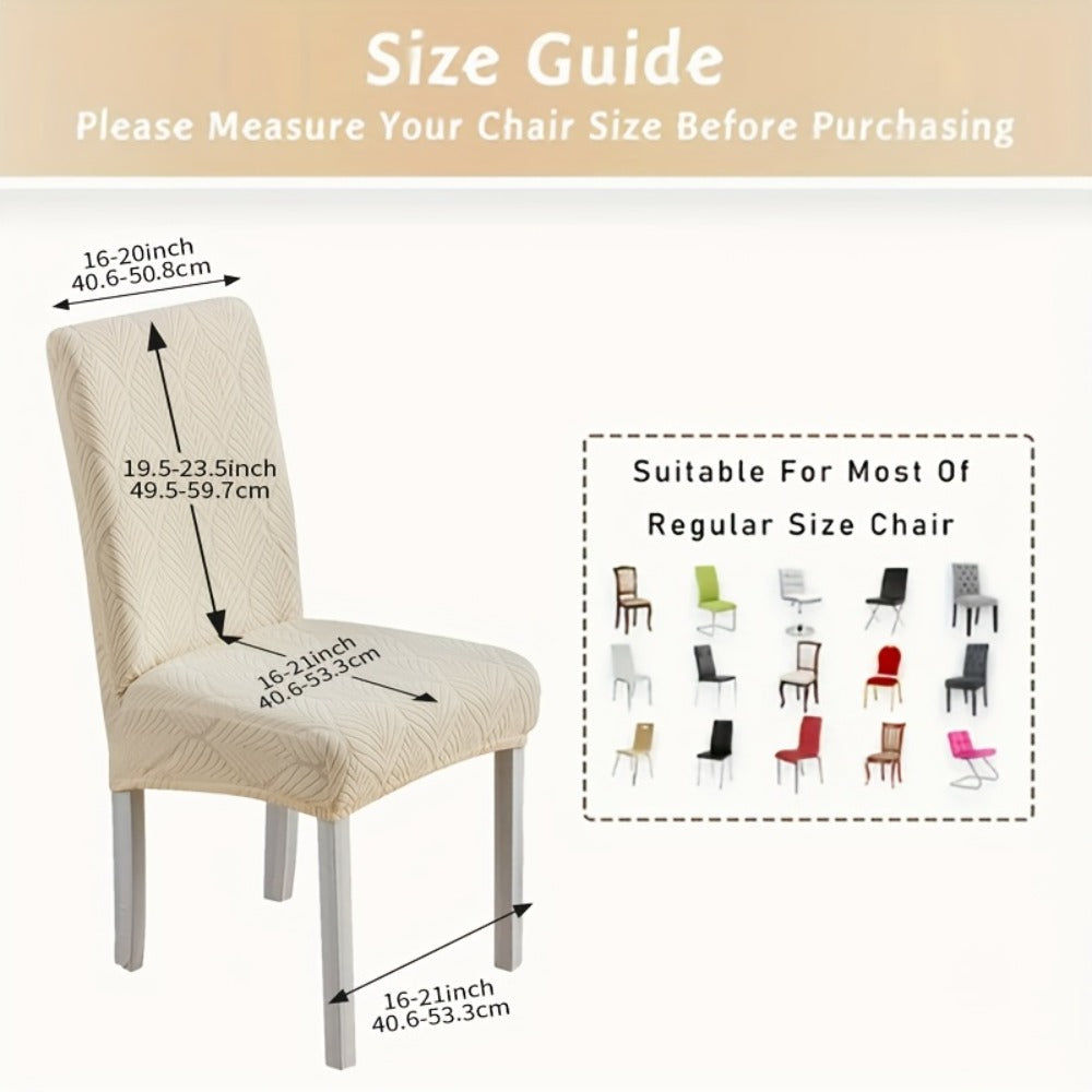 Dining Chair Covers 6pcs Waterproof - Stretch Polyester Spandex Elastic Slipcovers with Little Leaf Pattern, Machine Washable Pet-Friendly Chair Protectors for Home Restaurant