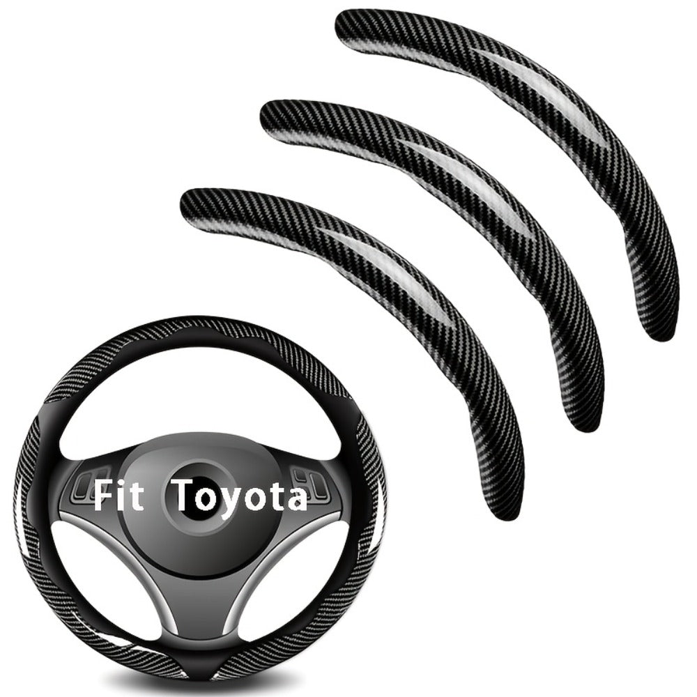 Steering Wheel Cover Carbon Fiber 3Pcs – Anti-Slip Scratch-Resistant Protector for Toyota RAV4, Camry, Corolla, Highlander, Tacoma, Tundra, 4Runner & Sequoia | Black & Red