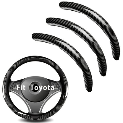 Steering Wheel Cover Carbon Fiber 3Pcs – Anti-Slip Scratch-Resistant Protector for Toyota RAV4, Camry, Corolla, Highlander, Tacoma, Tundra, 4Runner & Sequoia | Black & Red