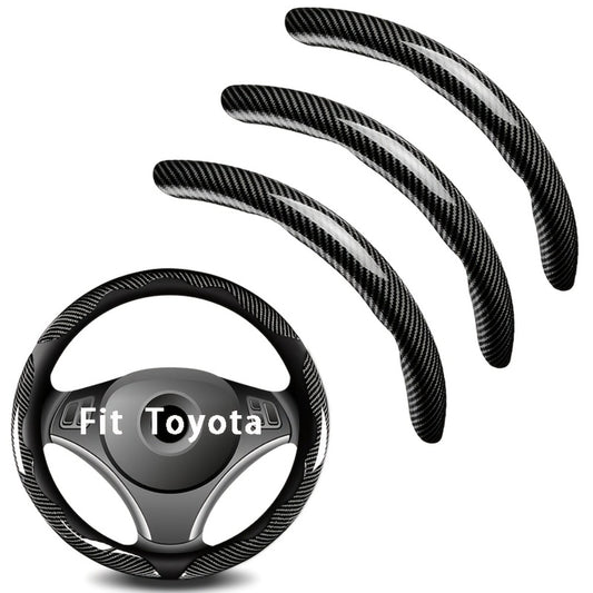 Steering Wheel Cover Carbon Fiber 3Pcs – Anti-Slip Scratch-Resistant Protector for Toyota RAV4, Camry, Corolla, Highlander, Tacoma, Tundra, 4Runner & Sequoia | Black & Red