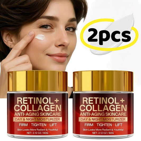 Face Moisturizer Cream Set Day & Night 2pcs Collagen Hyaluronic Acid Deep Hydration Facial Cream for Dry Skin Anti-Aging Plumping Morning Evening Skincare Routine Travel Gift