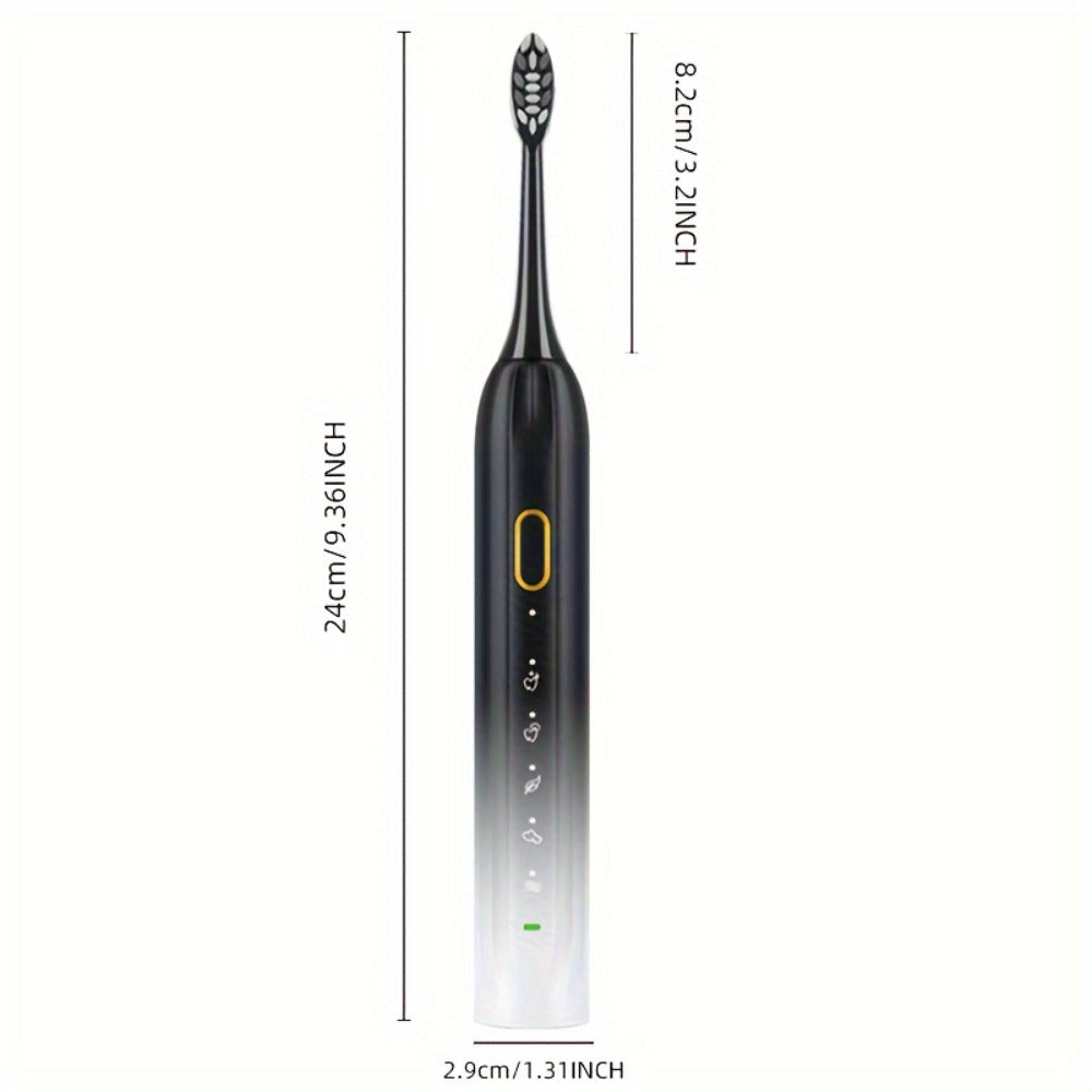 Sonic Electric Toothbrush IPX8 Waterproof USB Rechargeable with 5 Replacement Brush Heads, Smart Timer, Metal Shaft, Couple Design for Adults Men & Women — Black, Green Pink, Pink White