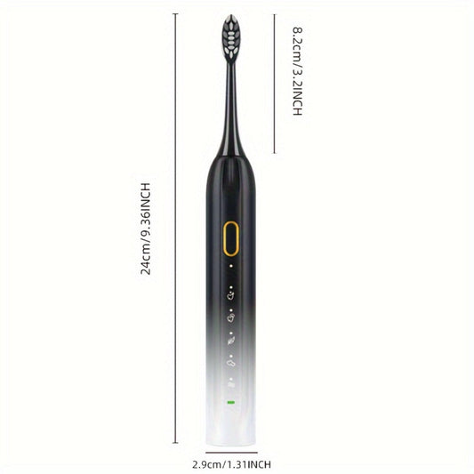 Sonic Electric Toothbrush IPX8 Waterproof USB Rechargeable with 5 Replacement Brush Heads, Smart Timer, Metal Shaft, Couple Design for Adults Men & Women — Black, Green Pink, Pink White
