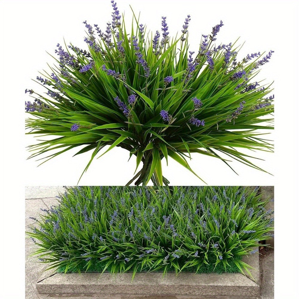 Artificial Flowers 11-Piece Lavender Stem Set in Purple Plastic for Garden, Wedding and Home Displays