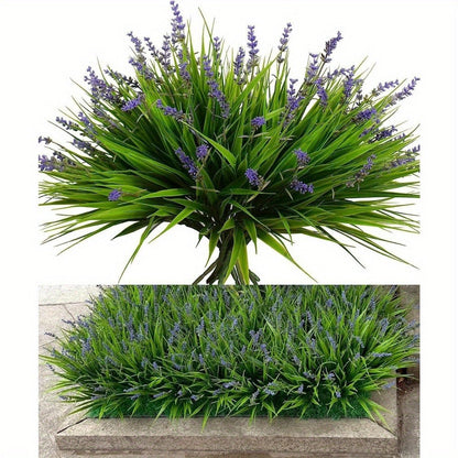Artificial Flowers 11-Piece Lavender Stem Set in Purple Plastic for Garden, Wedding and Home Displays