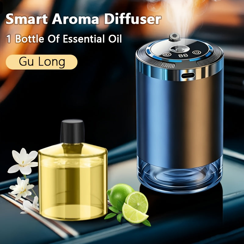 Starry Sky Car Aroma Diffuser with Ambient Light & Humidifier, USB Smart Air Freshener, 50ml Essential Oil Included