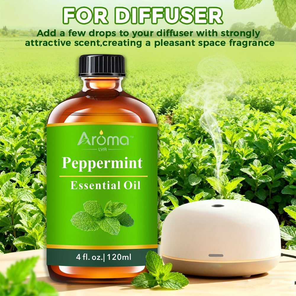 Essential Oil Peppermint 120ml or 10ml Ceramic-Stone Set for Diffuser, Candle and Car Fragrance