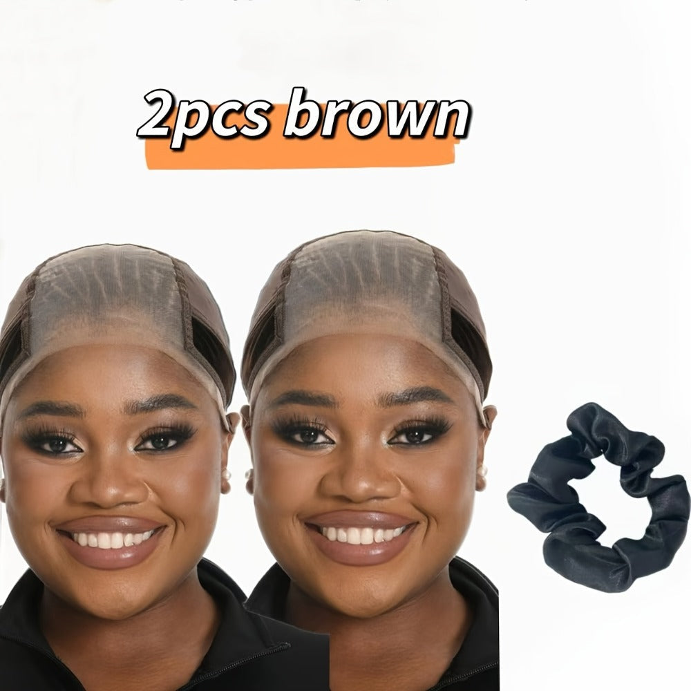 Wide Lace Wig Grip Cap with Ear Cutouts in Brown, Blonde, Black, Beige 613 or Two-Piece Color Sets