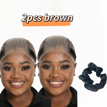 Wide Lace Wig Grip Cap with Ear Cutouts in Brown, Blonde, Black, Beige 613 or Two-Piece Color Sets