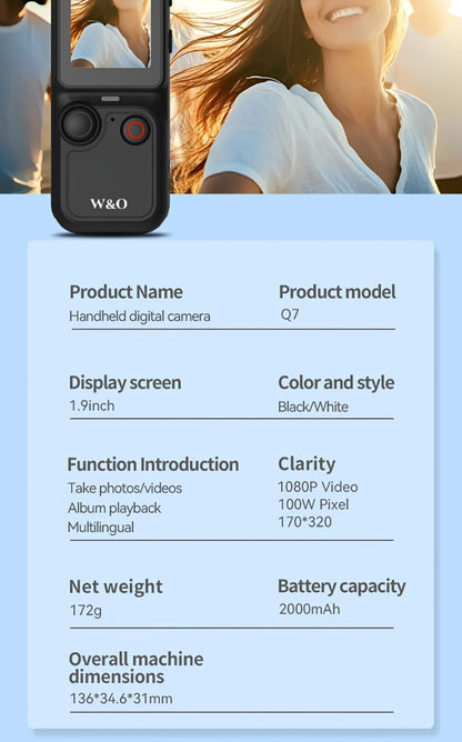 4K UHD Vlogging Action Camera 180° Rotating Lens Anti-Shake 1.9" Screen 2000mAh Battery – Lightweight Travel Cam with Image Stabilization for Vlogging, Hiking & Outdoor Sports | Gift for Teens & Adults