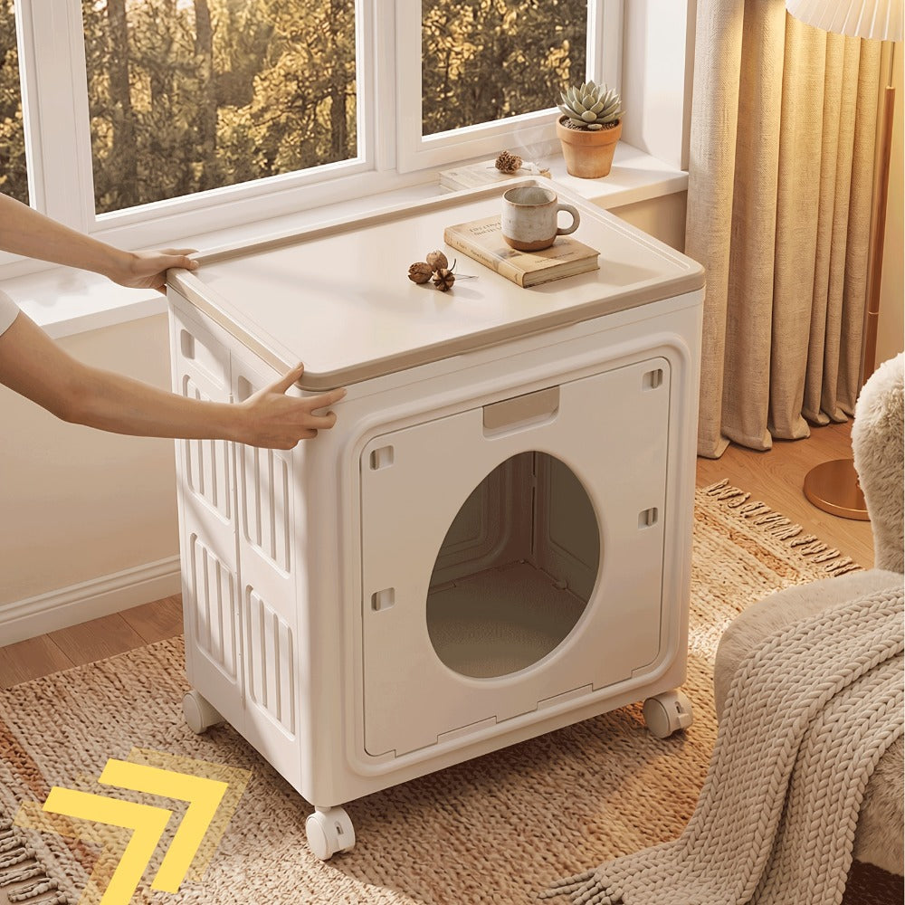 37-Gallon Foldable Storage Box with Rolling Casters, Top Access and Round Front Window in White or Red