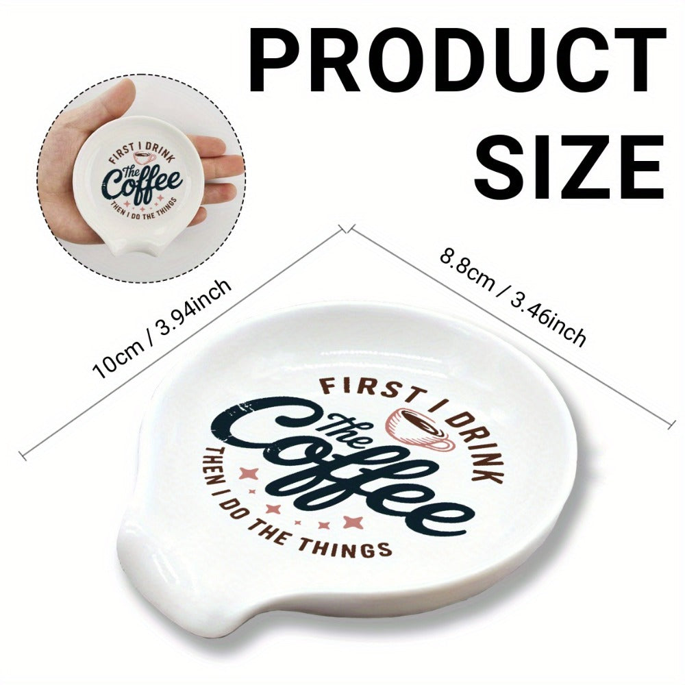 Ceramic Spoon Rest Funny Coffee Quote – "A Cup of No Return" Ceramic Utensil Holder for Coffee & Tea Spoons, Cute Spoon Holder for Kitchen Counter, Cafe Decor, Perfect Coffee Lover Gift