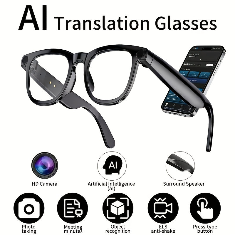 ChatGPT AI Smart Glasses with 8MP HD Camera – Real-Time Translation, Wireless Calling, Blue Light Protection, Dual Mic ENC, Touch Control, Photochromic & Camera-Free Variants for Men Women