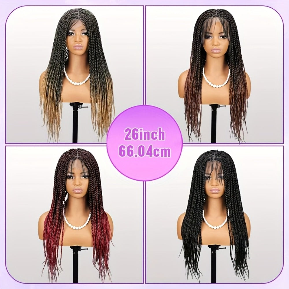 Long Box-Braid Wig with Full Lace Cap in 26- or 38-Inch Lengths and Four Lettered Color Options