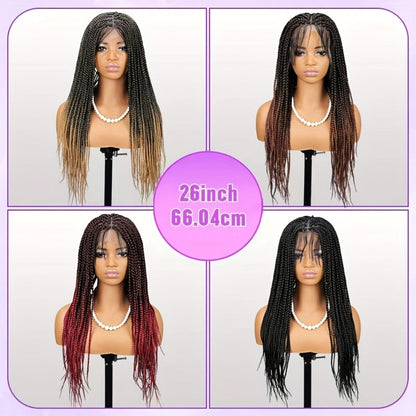 Long Box-Braid Wig with Full Lace Cap in 26- or 38-Inch Lengths and Four Lettered Color Options