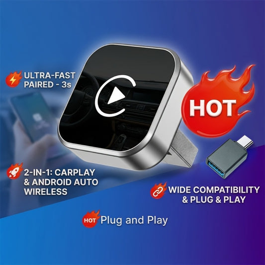 Wireless CarPlay Adapter 2-in-1 for iPhone & Android Auto, Mini USB-C Dongle, Convert Wired to Wireless, Plug & Play, Auto Connect, Low Latency, Dual-Band 2.4G+5G – 2026 Upgraded