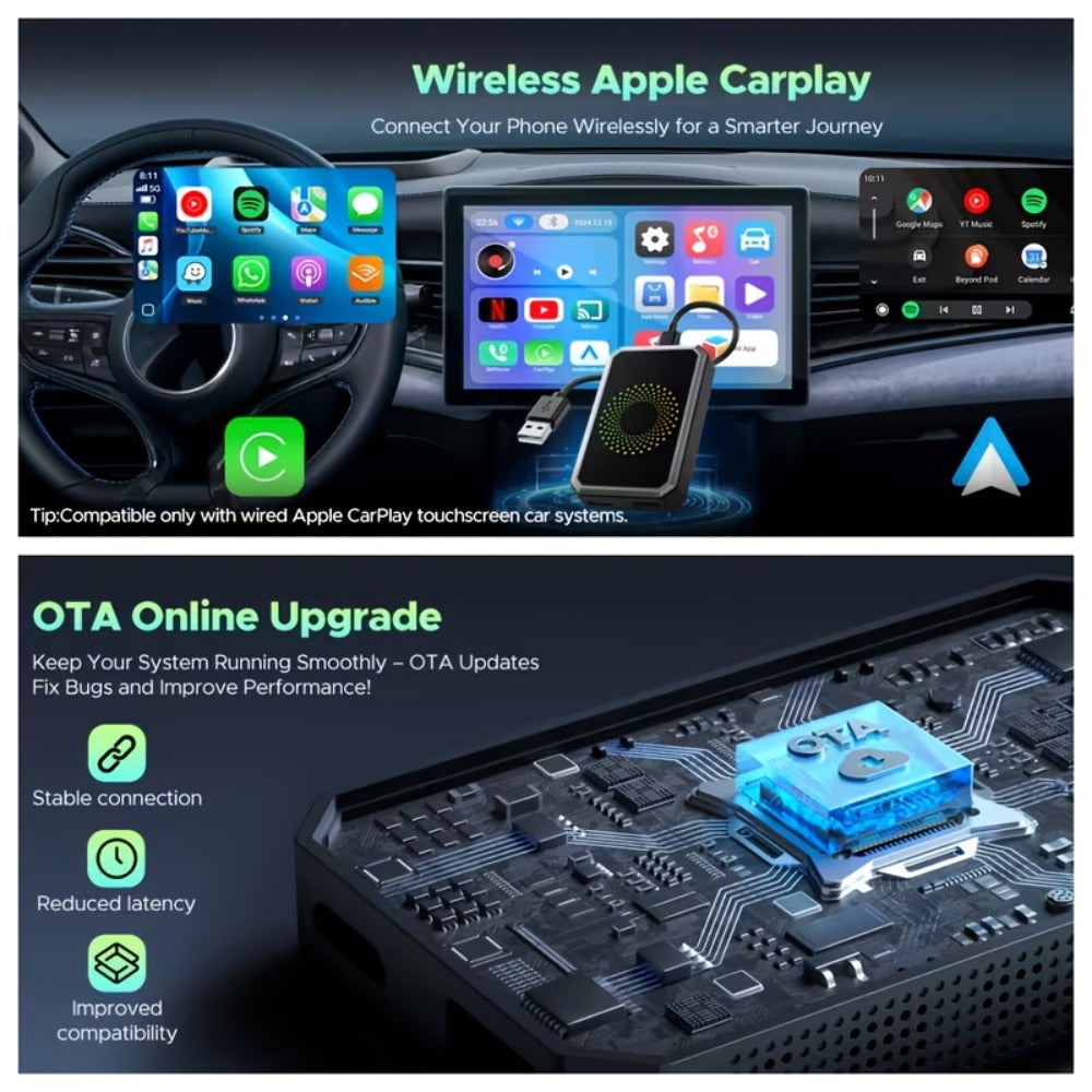 3-in-1 Wireless CarPlay Adapter Magic Media Box with Netflix YouTube TikTok Streaming & USB Port