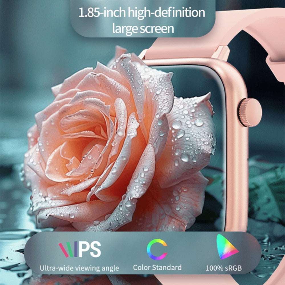 IP68 Waterproof Swimming Smartwatch Bluetooth Calling HD Display Music Control Sleep Health Monitor Long Battery Multi-Sport Modes iOS Android Compatible – Jet Black Blush Pink Silver Round