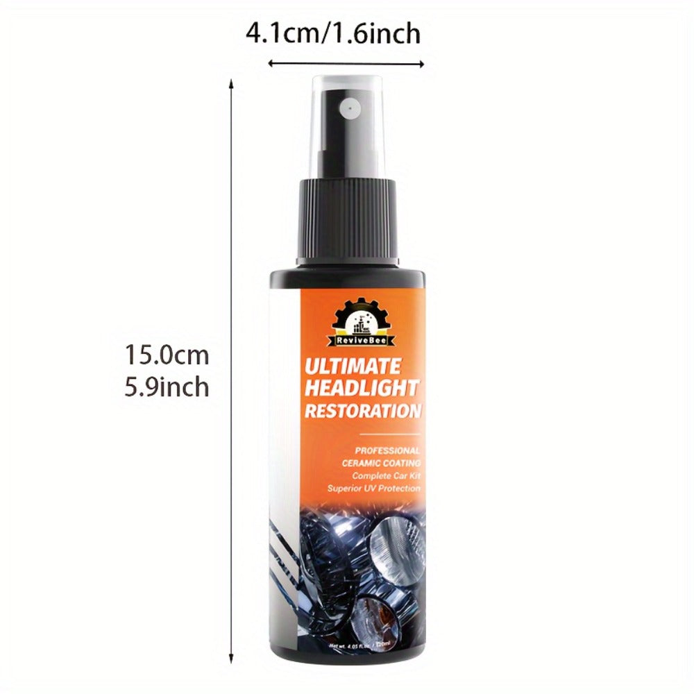 Car Headlight Restoration Kit – Removes Yellowing & Scratches, Restores Lens Clarity, Chemical-Free Physical Polish Cleaning Solution, Universal for All Vehicles, 1 Bottle