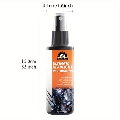 Car Headlight Restoration Kit – Removes Yellowing & Scratches, Restores Lens Clarity, Chemical-Free Physical Polish Cleaning Solution, Universal for All Vehicles, 1 Bottle
