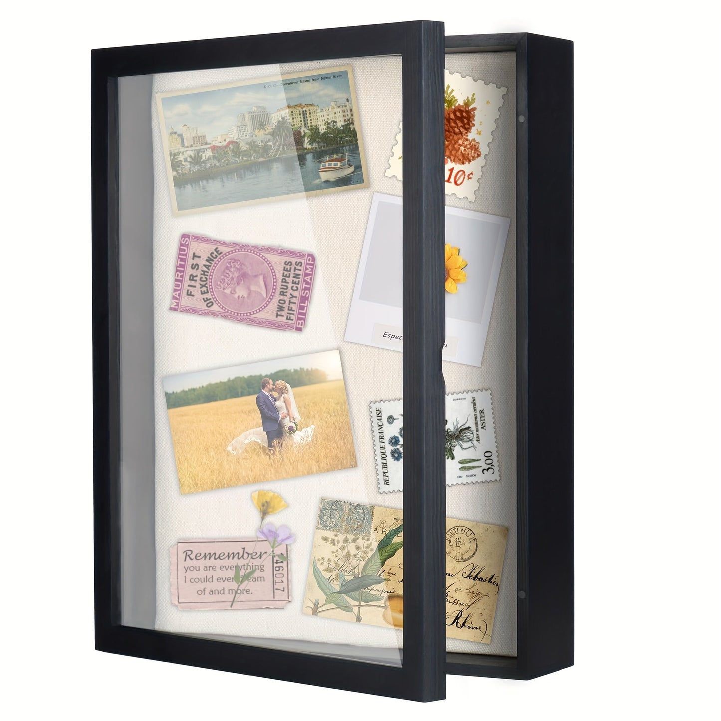 Shadow Box Frame 12x16 – Large Deep Display Case with Plexiglass Cover for Photos, Medals, Flowers, Memorabilia & Keepsakes, Sturdy Wall Mountable Memory Box, Black