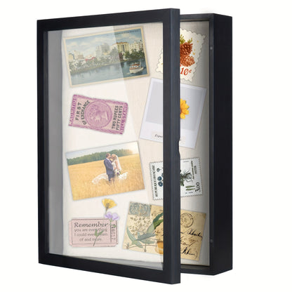 Shadow Box Frame 12x16 – Large Deep Display Case with Plexiglass Cover for Photos, Medals, Flowers, Memorabilia & Keepsakes, Sturdy Wall Mountable Memory Box, Black