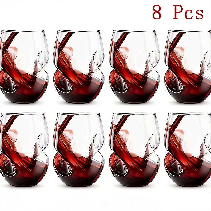 Geometric Twisted Drinking Glass Set with 400 ml Capacity and Four- or Eight-Piece Pack Options