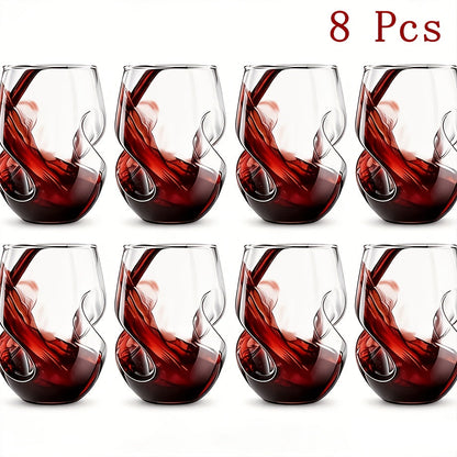 Geometric Twisted Drinking Glass Set with 400 ml Capacity and Four- or Eight-Piece Pack Options