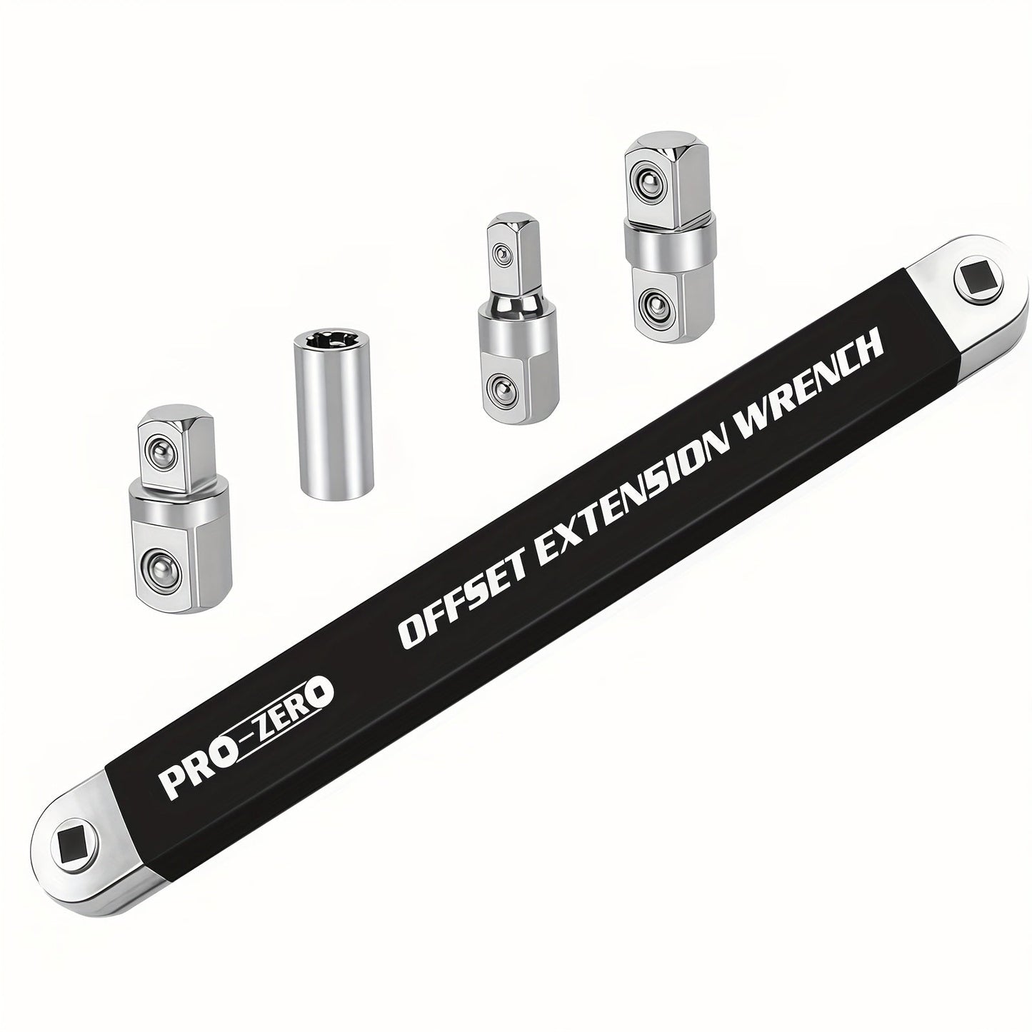 Two-in-One Offset Ratchet Wrench with Three Square-Head Adapters in Four Handle Color Options