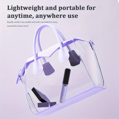 Mini Hair Straightener Comb Ceramic Heating Plate 3 Temperature Settings Fast Heating LED Display Travel Hair Straightening Brush for Women Home Salon Gift