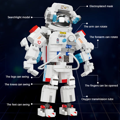 Building Block Set Astronaut Model, 623 Micro Pieces with White Space Suit Figure and 23cm Display Height