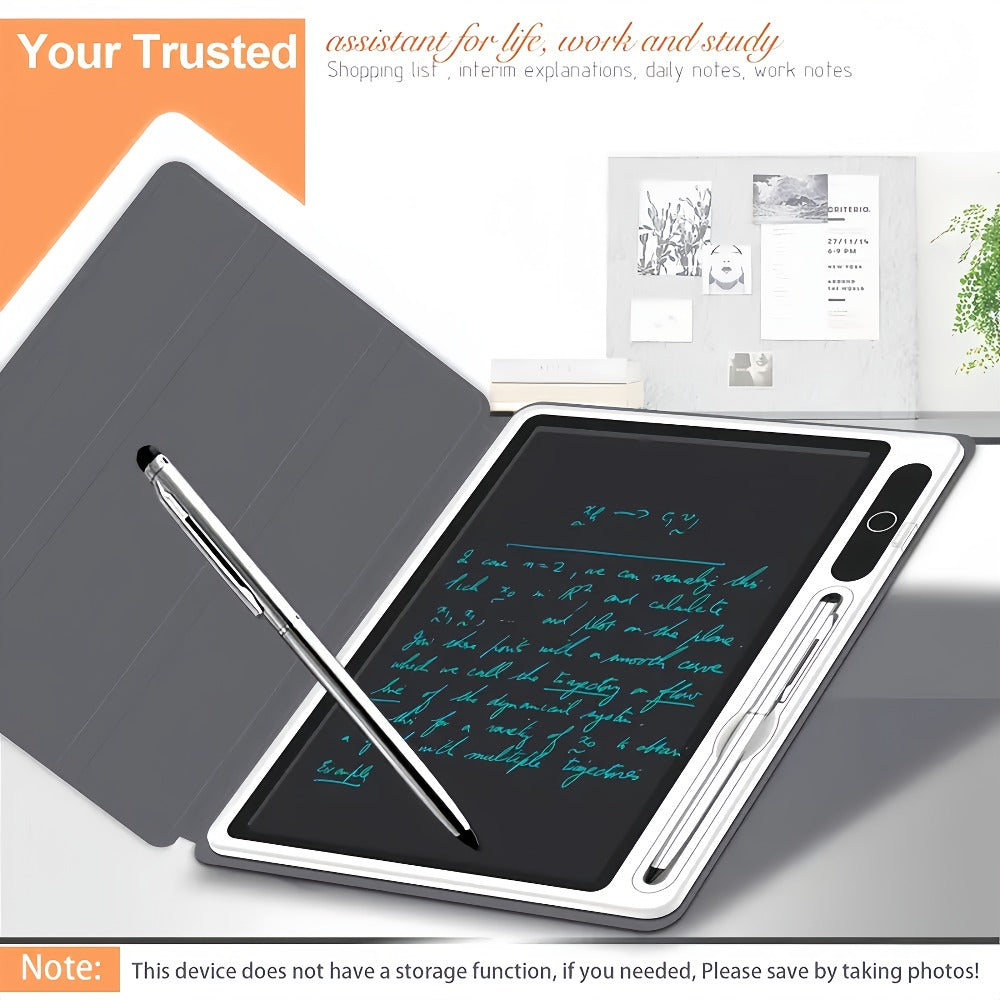 10.1-Inch Pink LCD Writing Tablet with Folding Protective Case, Stand Position and Included Stylus